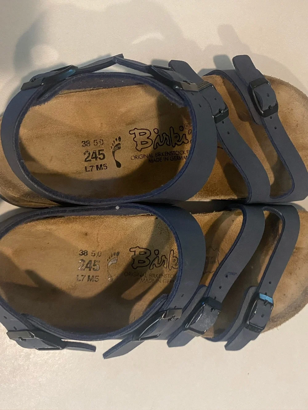 BIRKENSTOCK BIRKI’S ELLICE SLINGBACK SANDAL THREE STRAP BUCKLE NAVY SZ 38